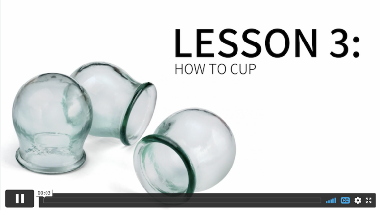 three glass cups with the title "Lesson 3: how to cup"